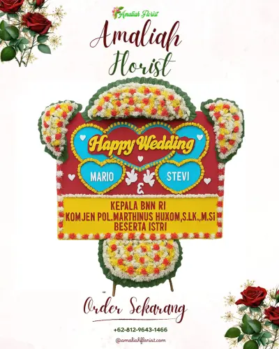 Karangan Papan Bunga Pernikahan di Melintang